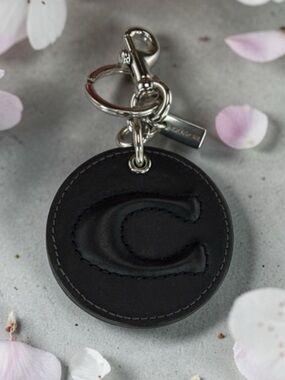 Coach signature C leather bag charm keychain w/ mirror LIKE NEW ๐ค๐ธ